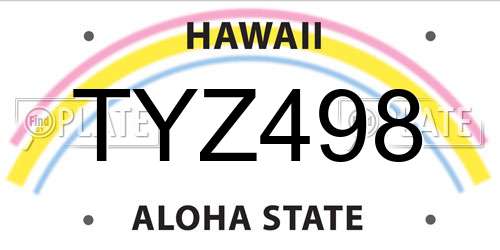 TYZ498 Hawaii License Plate