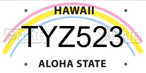 TYZ523 Hawaii License Plate