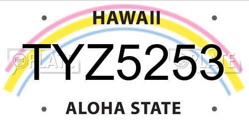 TYZ5253 Hawaii License Plate