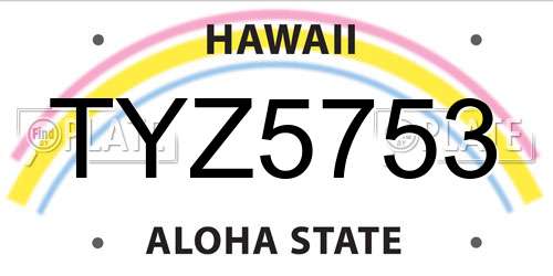 TYZ5753 Hawaii License Plate
