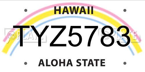 TYZ5783 Hawaii License Plate