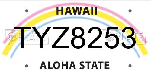 TYZ8253 Hawaii License Plate