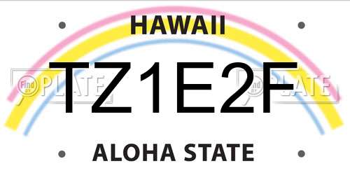 TZ1E2F Hawaii License Plate