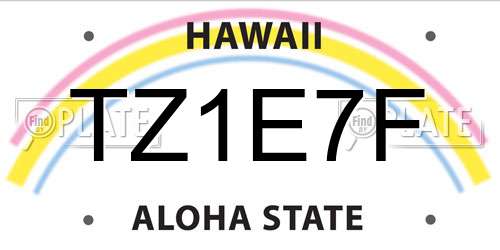 TZ1E7F Hawaii License Plate