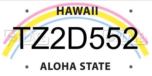 TZ2D552 Hawaii License Plate