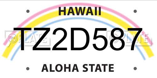 TZ2D587 Hawaii License Plate