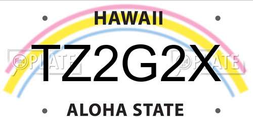 TZ2G2X Hawaii License Plate