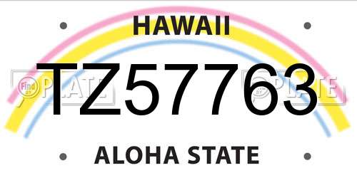 TZ57763 Hawaii License Plate