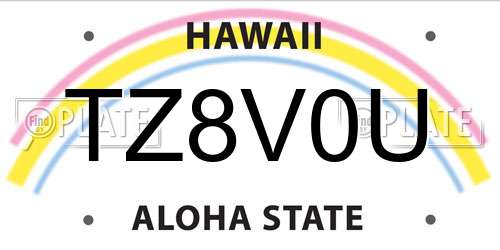 TZ8V0U Hawaii License Plate