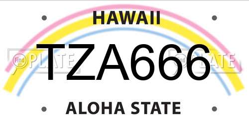 TZA666 Hawaii License Plate