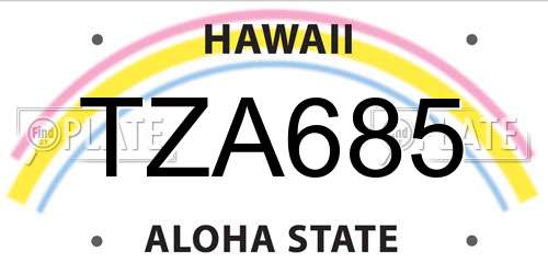 TZA685 Hawaii License Plate