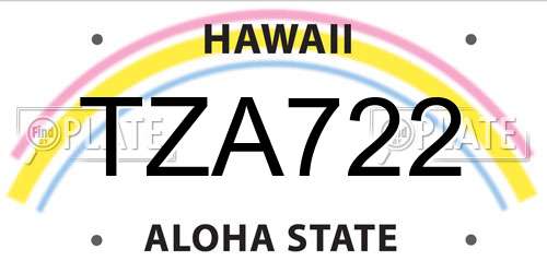 TZA722 Hawaii License Plate
