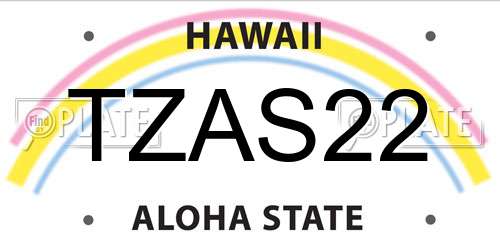 TZAS22 Hawaii License Plate