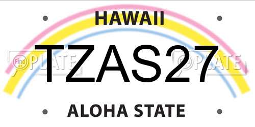 TZAS27 Hawaii License Plate