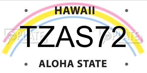 TZAS72 Hawaii License Plate