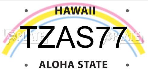TZAS77 Hawaii License Plate