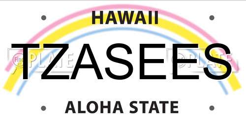 TZASEES Hawaii License Plate