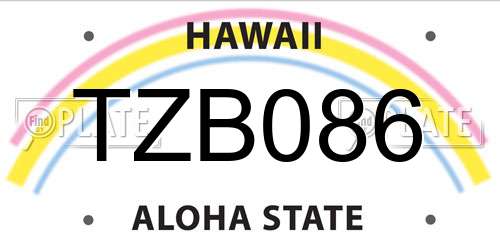 TZB086 Hawaii License Plate