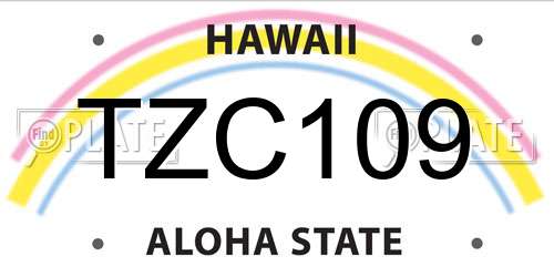 TZC109 Hawaii License Plate