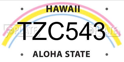 TZC543 Hawaii License Plate