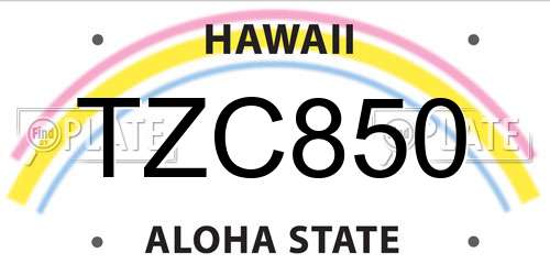 TZC850 Hawaii License Plate