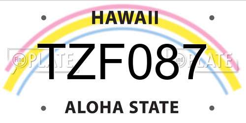 TZF087 Hawaii License Plate