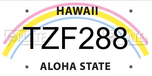 TZF288 Hawaii License Plate