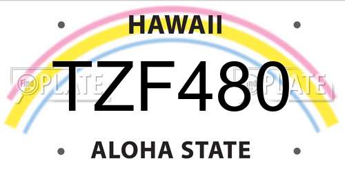 TZF480 Hawaii License Plate