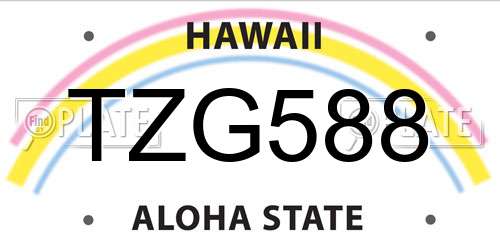 TZG588 Hawaii License Plate