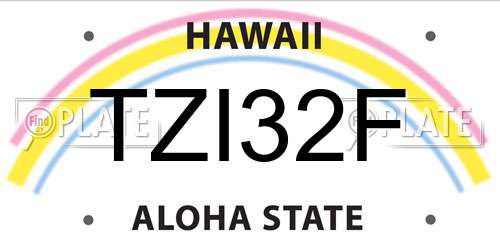 TZI32F Hawaii License Plate