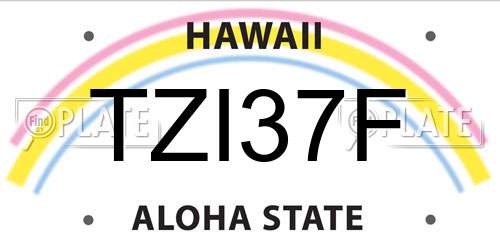 TZI37F Hawaii License Plate