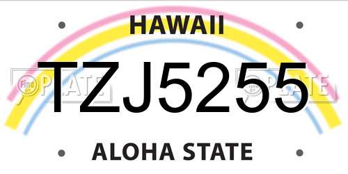 TZJ5255 Hawaii License Plate