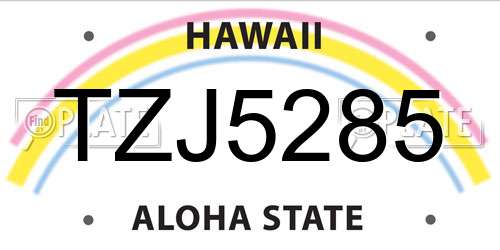 TZJ5285 Hawaii License Plate