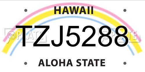 TZJ5288 Hawaii License Plate