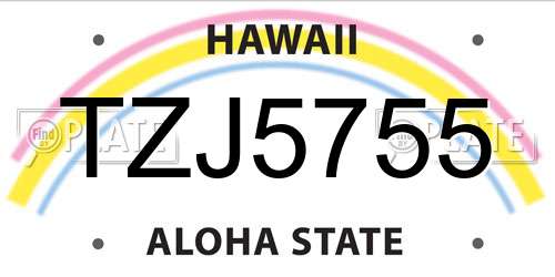 TZJ5755 Hawaii License Plate