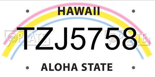 TZJ5758 Hawaii License Plate