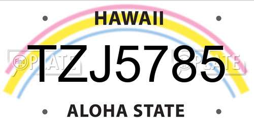 TZJ5785 Hawaii License Plate