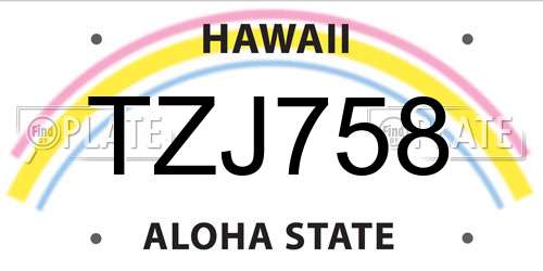 TZJ758 Hawaii License Plate