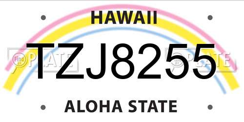 TZJ8255 Hawaii License Plate