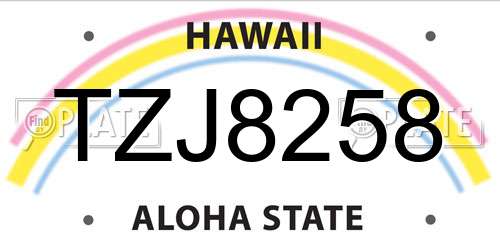 TZJ8258 Hawaii License Plate