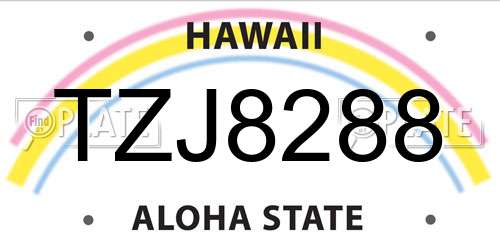 TZJ8288 Hawaii License Plate