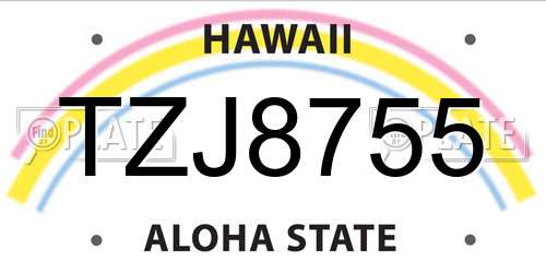 TZJ8755 Hawaii License Plate