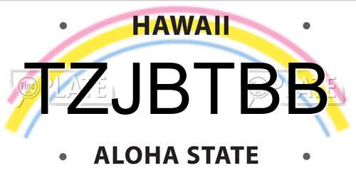 TZJBTBB Hawaii License Plate