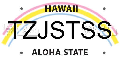 TZJSTSS Hawaii License Plate