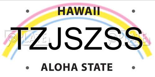 TZJSZSS Hawaii License Plate
