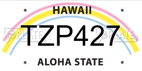 TZP427 Hawaii License Plate