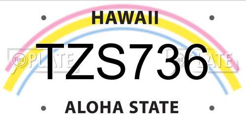 TZS736 Hawaii License Plate