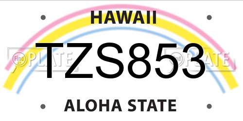 TZS853 Hawaii License Plate