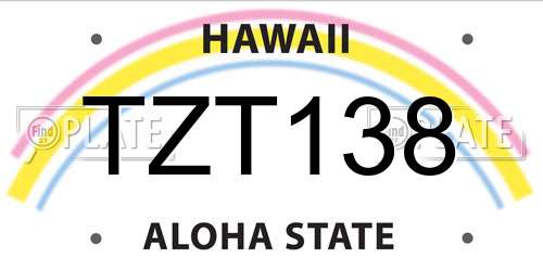 TZT138 Hawaii License Plate