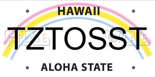 TZTOSST Hawaii License Plate